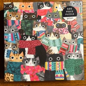 500-Piece Wintry Cat Puzzle by Galison
